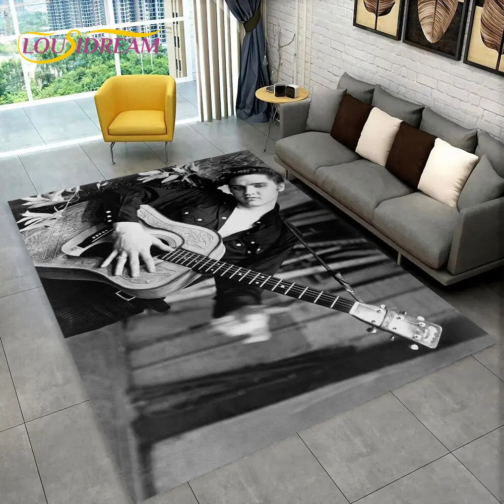 The King Elvis Presley Retro Area Rug,Carpet Rug for Living Room Bedroom Sofa Doormat Decoration,kids Play Non-slip Floor Mat 3D