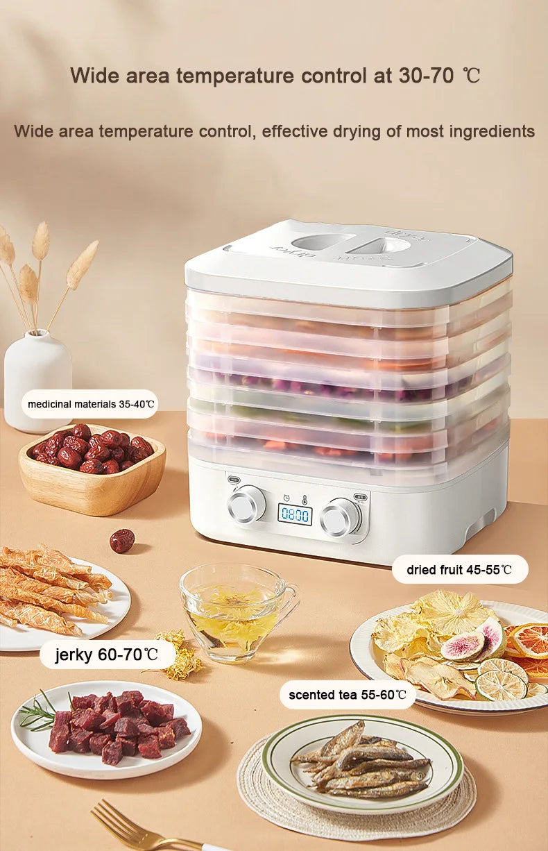 Mini Food Dehydrator – 5 Trays, 110V, Dried Fruit, Vegetables, Herbs, Pet Meat & Snacks Air Dryer