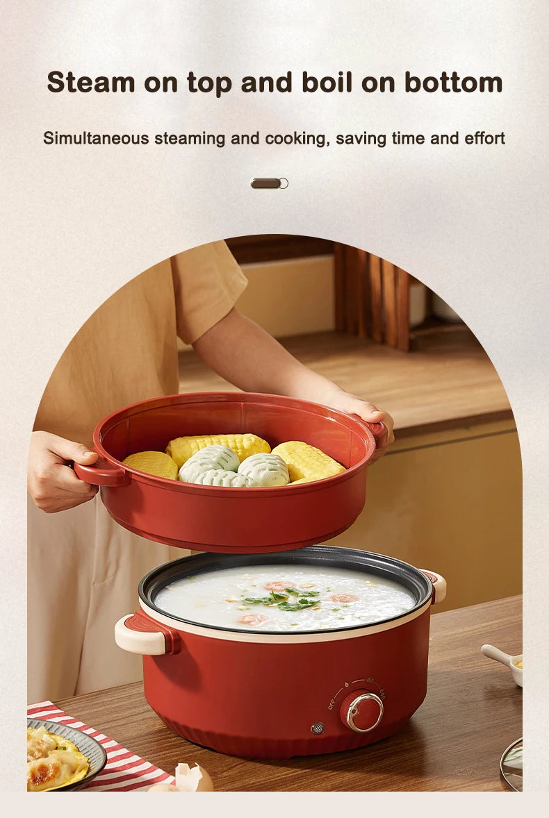 DMWD 3L Multifunctional Electric Cooking Pot – Non-Stick Hot Pot, Rice Cooker, Noodle & Soup Steamer