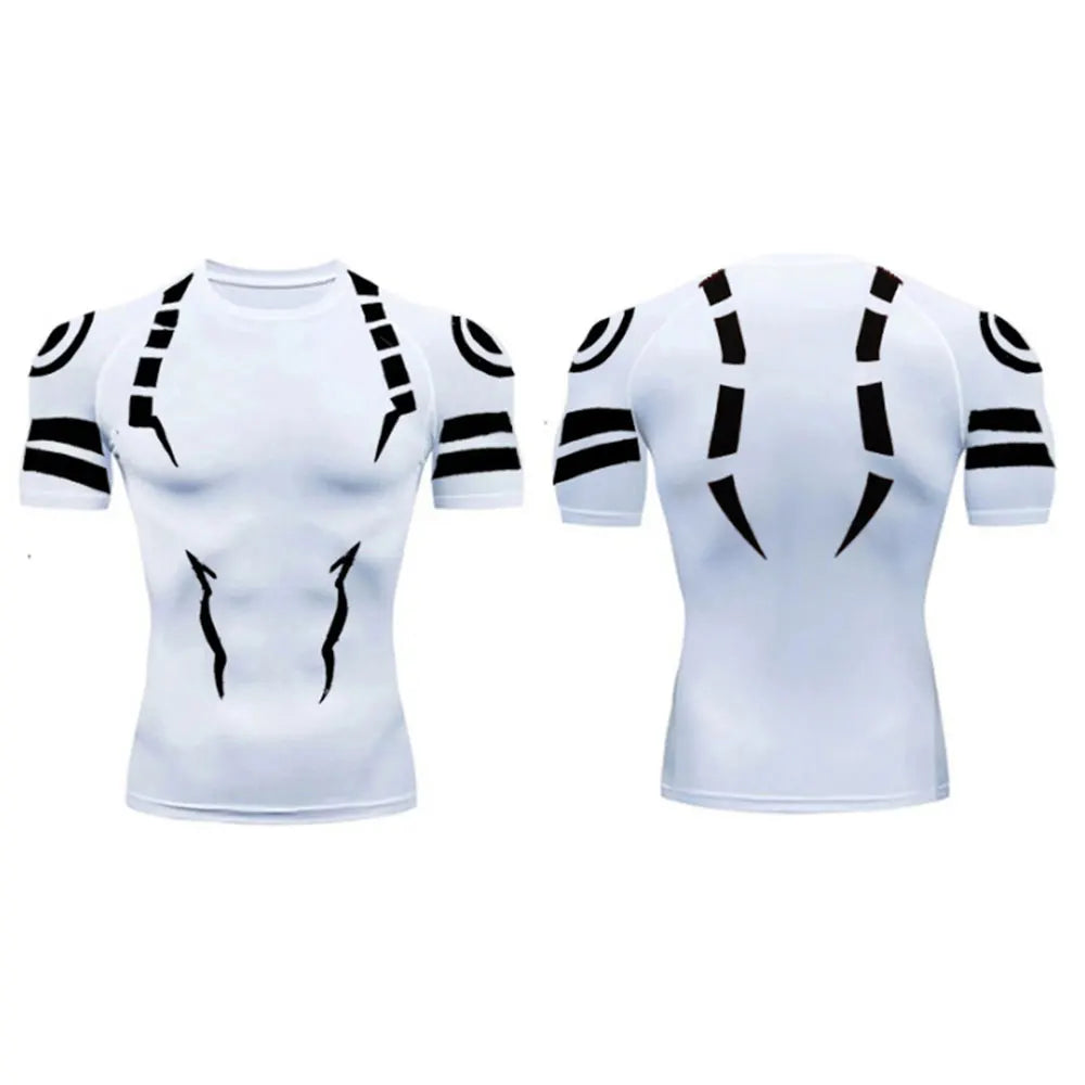 Anime Jujutsu Kaisen 3D Compression Shirt & Gym Shorts – Quick Dry Running Workout Sportswear