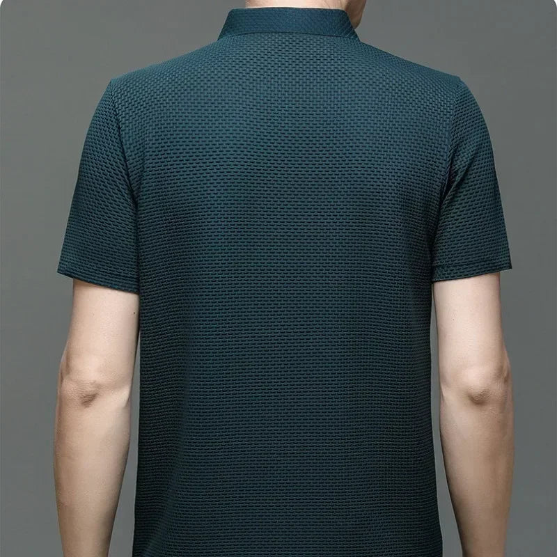 Men's Ice Silk Breathable Polo Shirt — Business Casual Short Sleeve Summer Top