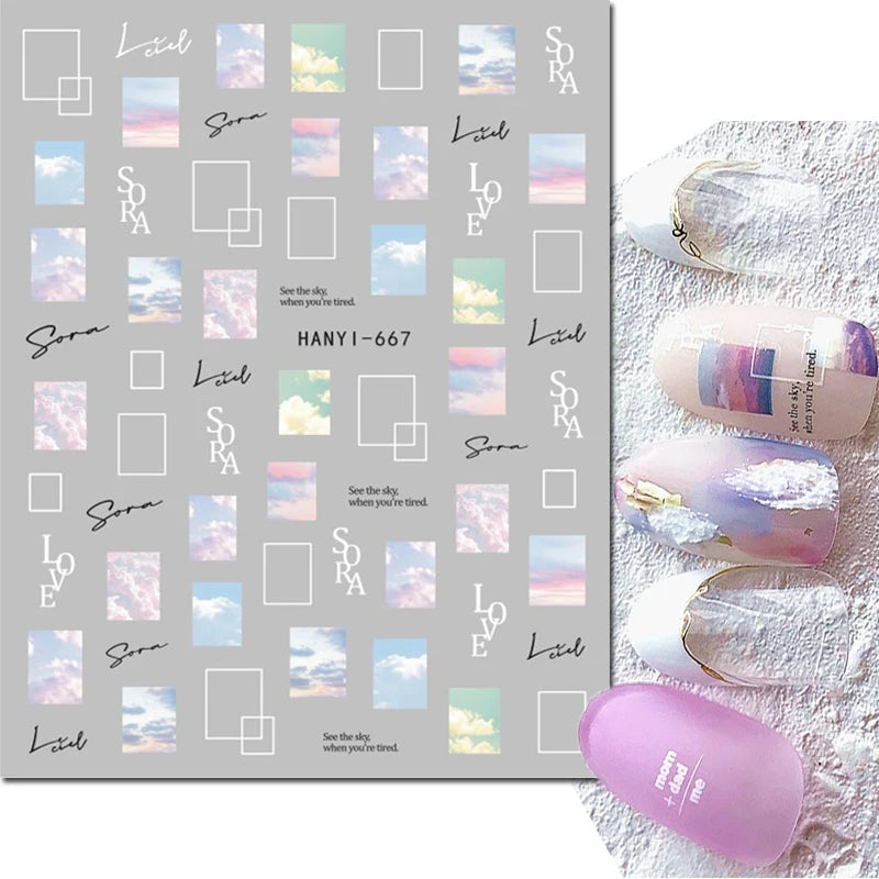 3D Summer Tropical Nail Art Sticker Decals — Palms, Butterflies & Flowers