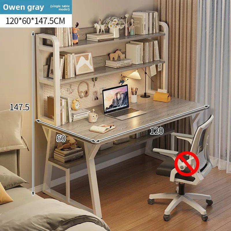Computer Desk with Integrated Bookshelf — Simple Wood Writing Desk for Small Apartments, Multiple Sizes & Finishes