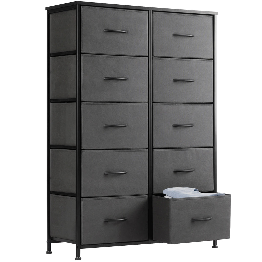 JHK 10-Drawer Fabric Wardrobe Storage Cabinet — Steel Frame