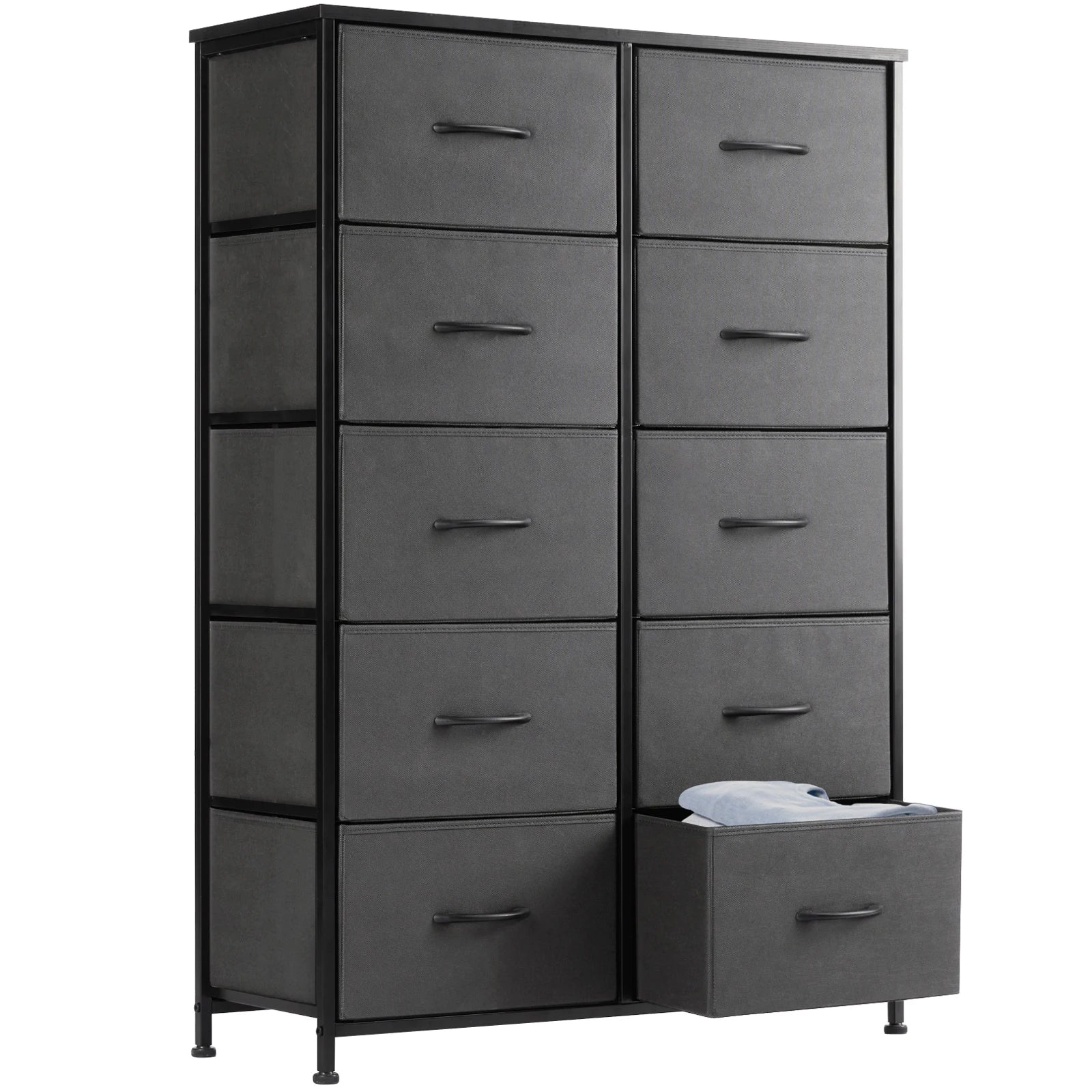 JHK 10-Drawer Fabric Wardrobe Storage Cabinet — Steel Frame