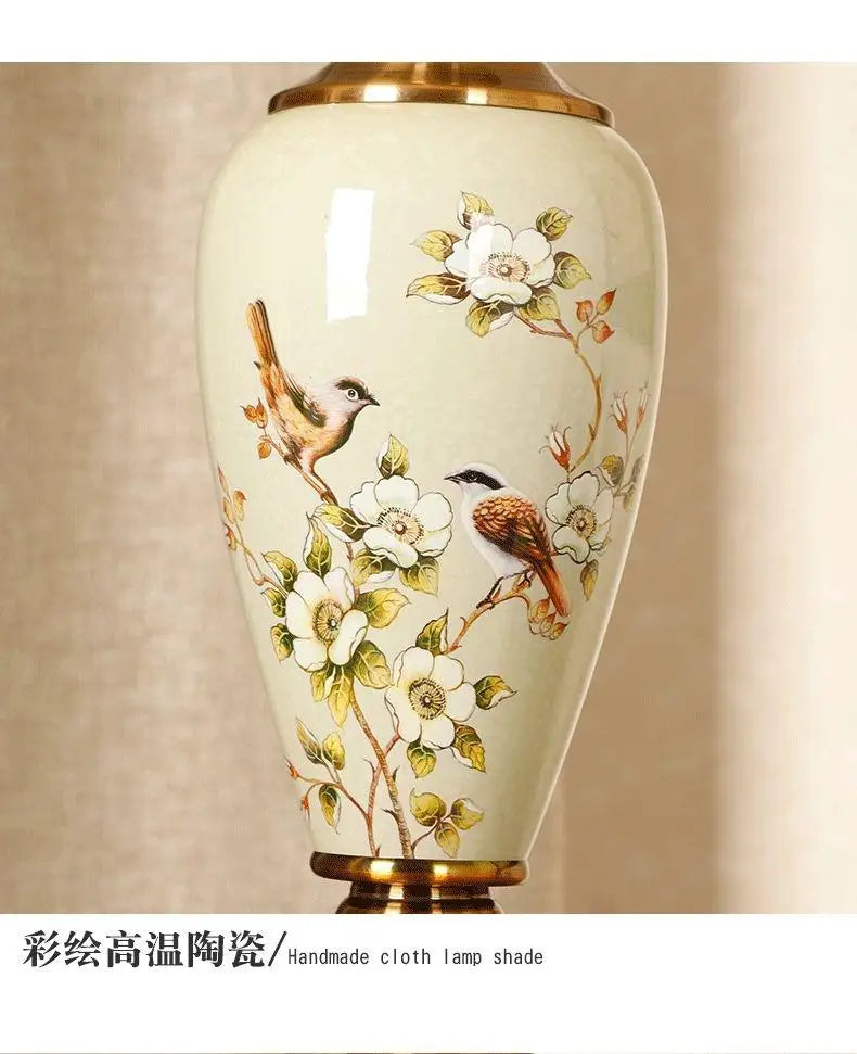 French Style Ceramic Lamp – Fabric Shade