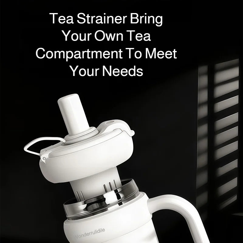 900ml Ceramic Interior Tumbler with Handle & Straw – 201 SS Shell, Dishwasher Safe, 24Hr Cold, Modern Minimalist, 3 Colors
