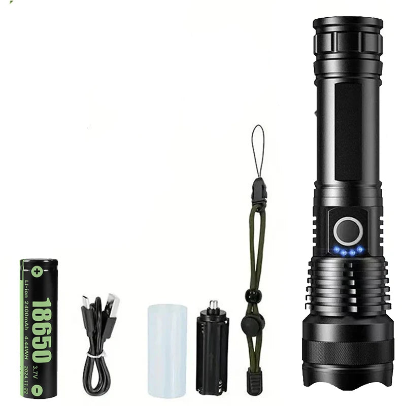 High Power LED Tactical Flashlight – Rechargeable Super Bright Hunting Torch