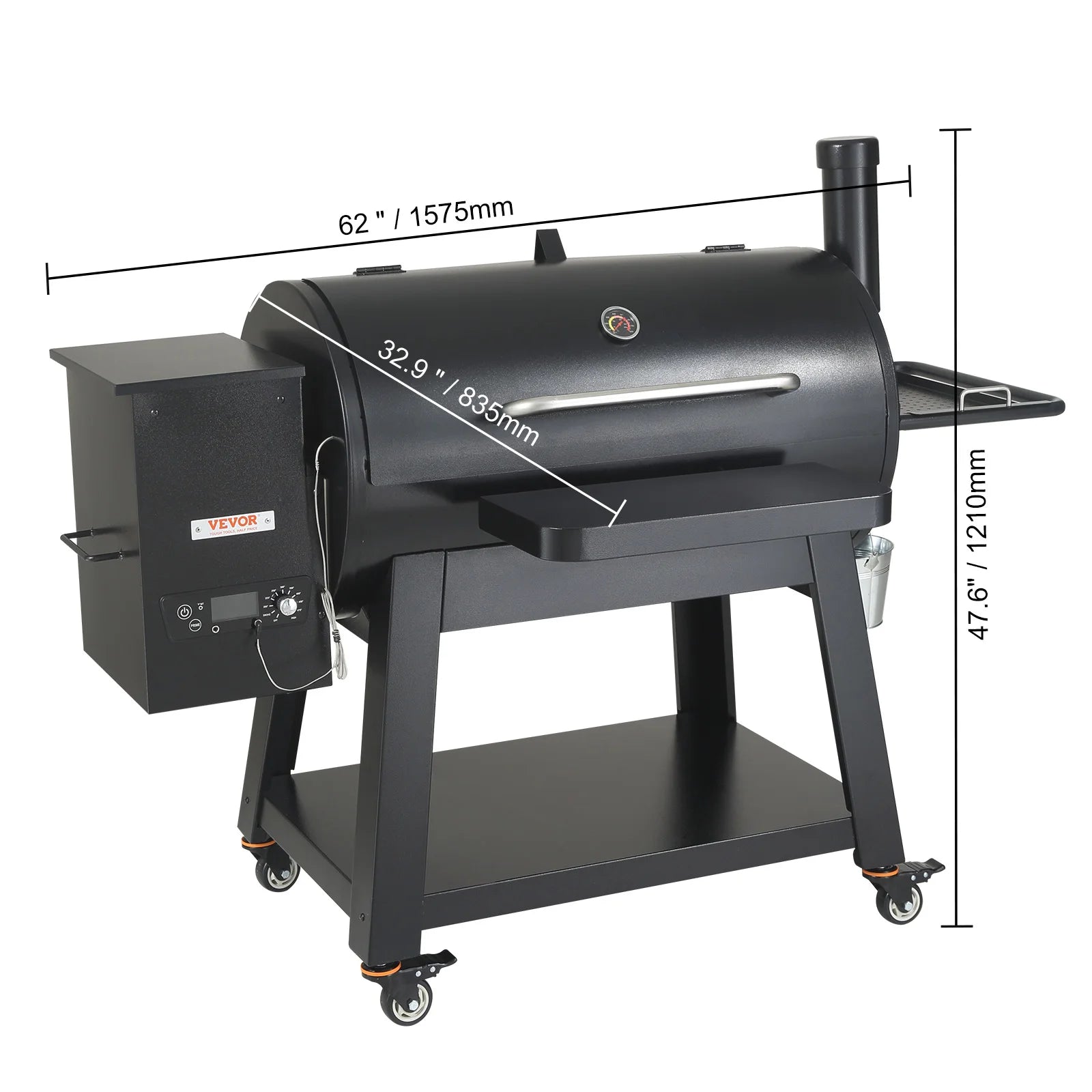 SucceBuy Portable Charcoal & Propane Smoker Grill | 840 Sq. In., Cover & Cart, PID Temp Control 175–500°F, CE Certified