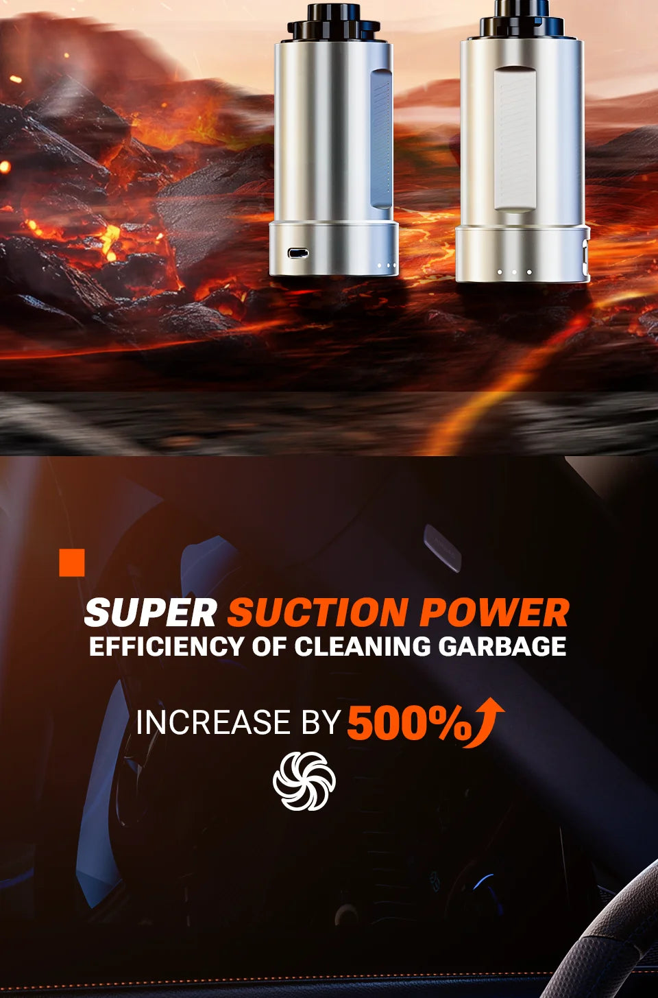 Cordless Car Vacuum & Blower – Detachable Battery & LED