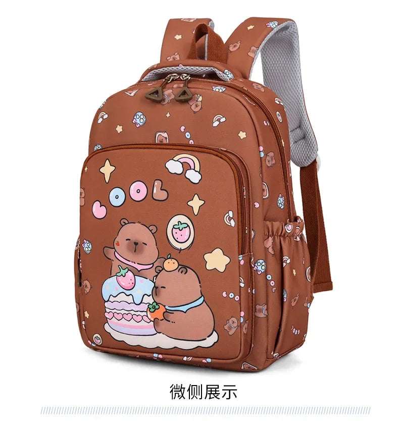 Capybara Backpack Set – Three-Piece Nylon School Set