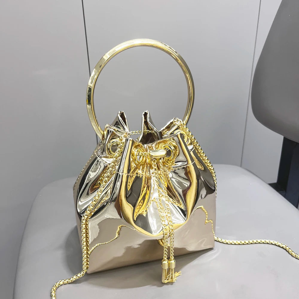 Luxury Evening Clutch Bucket Bag – Designer Shoulder Purse for Banquet & Party