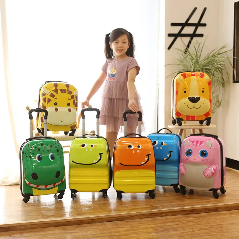 18-Inch ABS Kids’ Spinner Suitcase – Cute Animal 3D Design