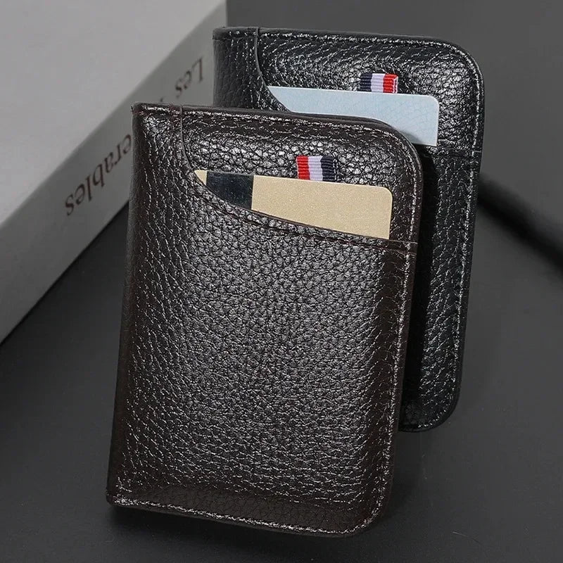 Slim PU Leather Mini Credit Card Wallet — Minimalist Pocket Wallet for Men & Women