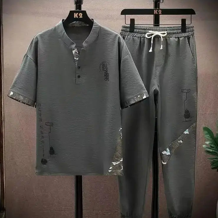 Men's Cotton Shirt & Trousers 2-Piece Set – High Quality Summer Fashion Suit M–4XL