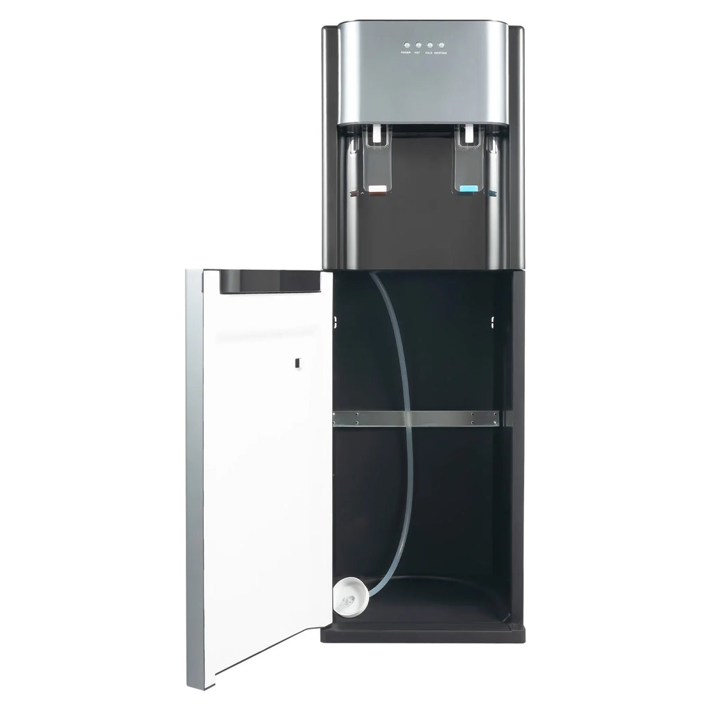 110V Bottom-Loading Water Dispenser — 304 Stainless Steel, Hot & Cold, Floor Standing | US Plug