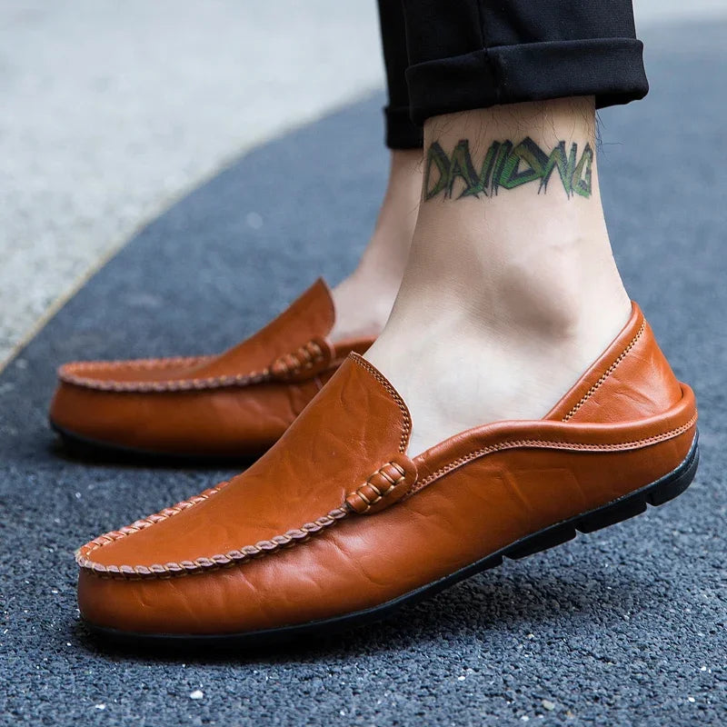 Men's Cow Leather Slip-On Boat Loafers
