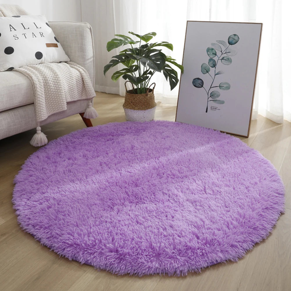 Super Soft Shaggy Area Rug – Anti-Slip 4cm Pile Round Rug for Living Room & Bedroom, 12 Colors & 3 Sizes
