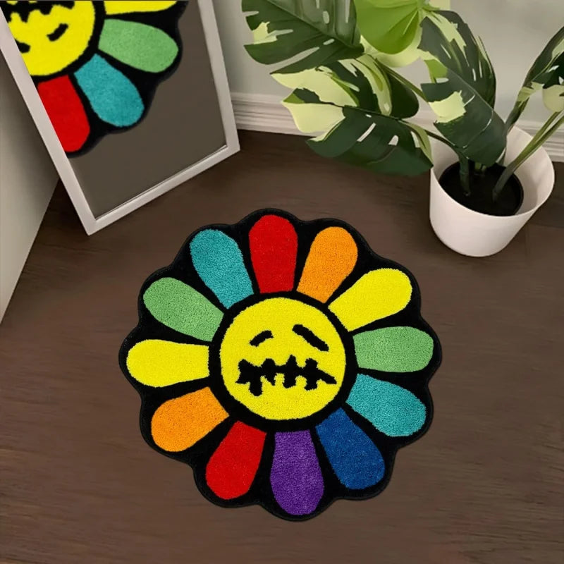 Dark Gothic Sunflower Rug – Absorbent Non-Slip Bath Mat & Bedside Carpet for Bedroom & Living Room