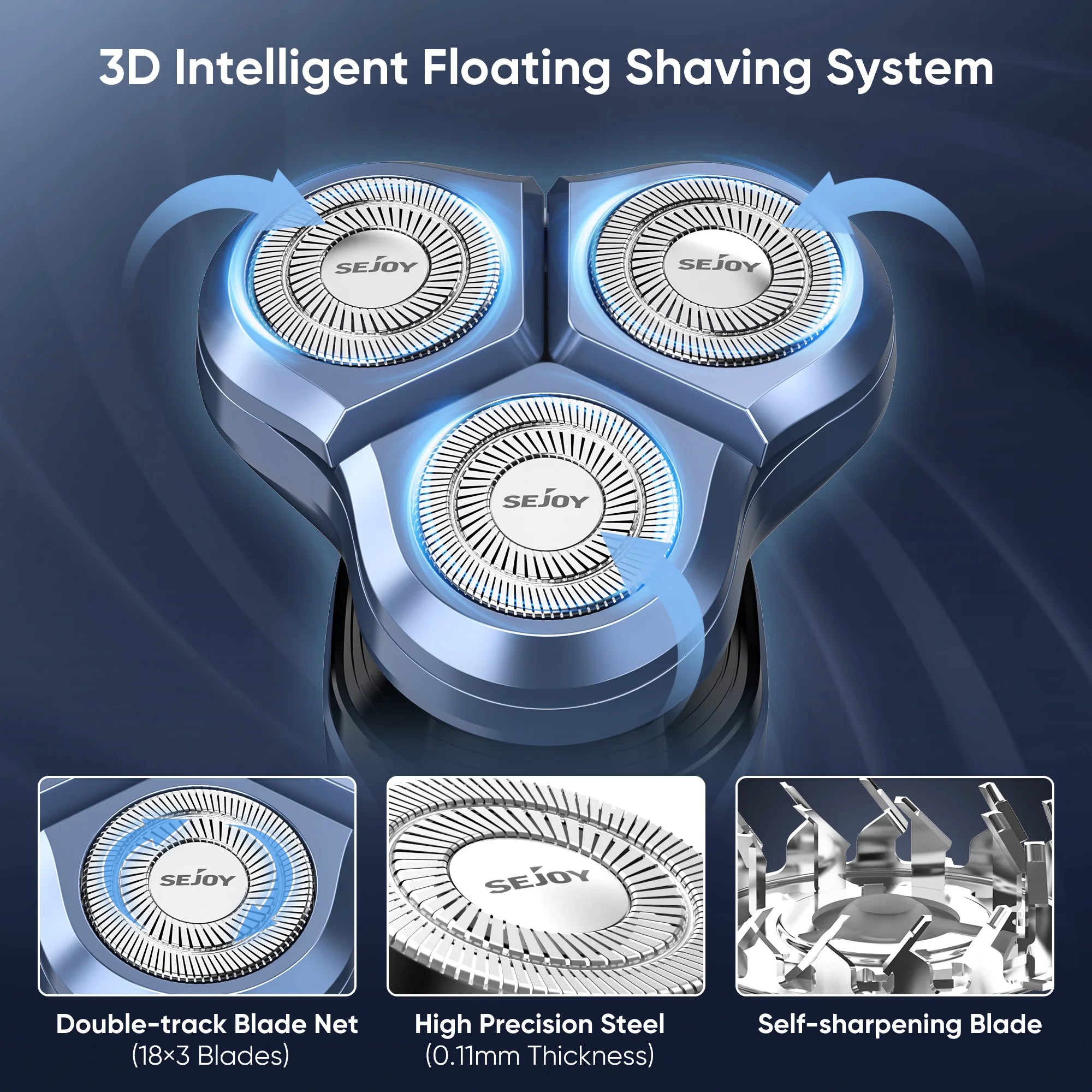 SEJOY 5-in-1 Rotary Electric Shaver for Men – IPX7 Waterproof, 90-Min Runtime, USB Fast Charge