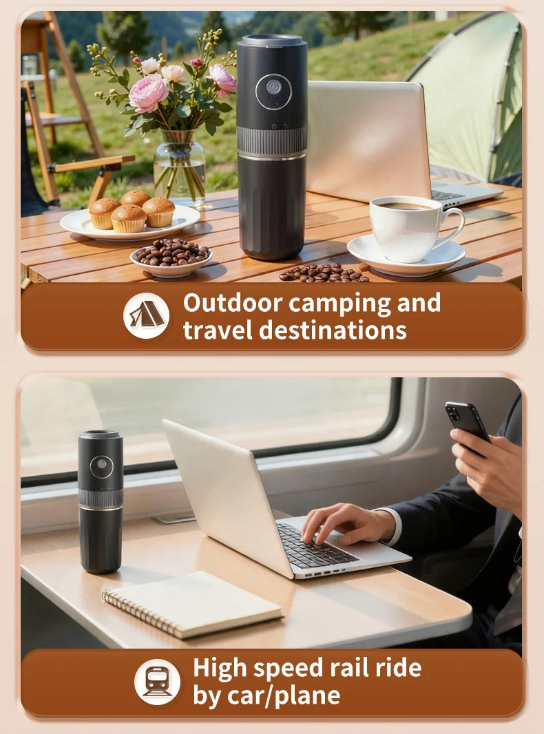 3-in-1 Portable Capsule Espresso Coffee Maker – Type-C Rechargeable, Automatic, for Car, Home & Camping