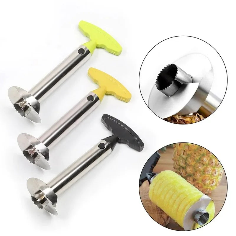 Slice a Pineapple in Seconds. — Stainless Steel Pineapple Slicer & Peeler | Cutter, Corer & Parer Knife, 24x10cm, Green, Black & Yellow