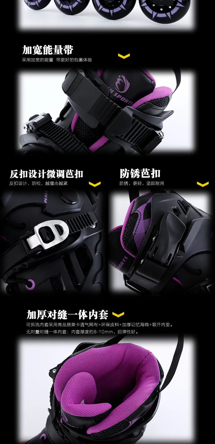 Adult Professional Inline Roller Skates – Single Row Flat Skates for Men & Women
