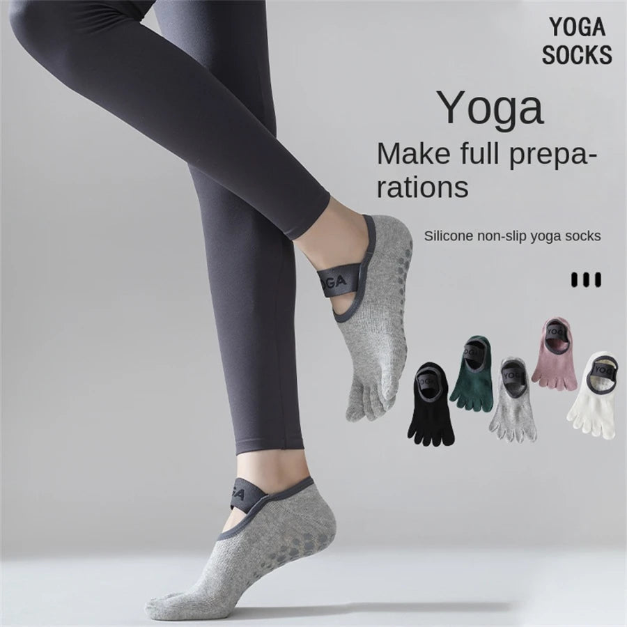 Women's Five-Toe Yoga Socks – Anti-Slip Grip
