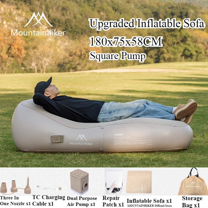 Inflatable Outdoor Air Sofa Bed – Automatic Self-Inflating Camping Sleeping Mat, 180x75x58CM