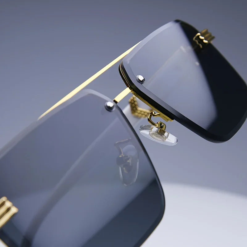 Fashion Rimless Sunglasses | Frameless Small Square UV Protection Shades for Men & Women