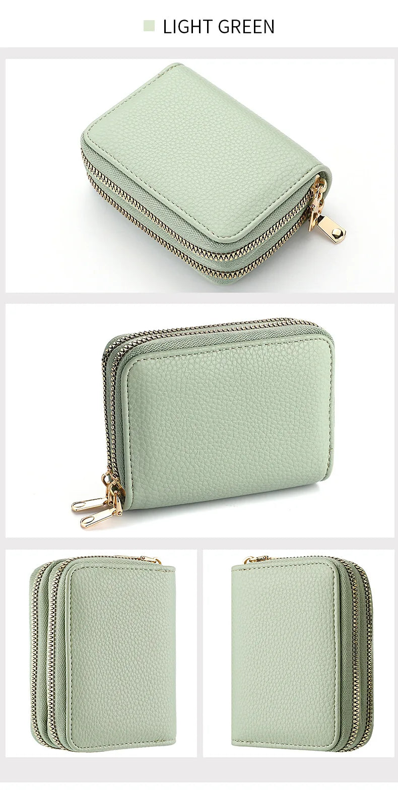 Women's Double Zipper Short Wallet – Fashion Credit Card Holder with Large Capacity Coin Purse