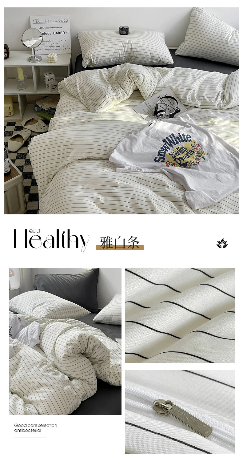 Stripe Bedding Comforter Set – Duvet Cover, Bed Sheet & Pillowcase, Single to King