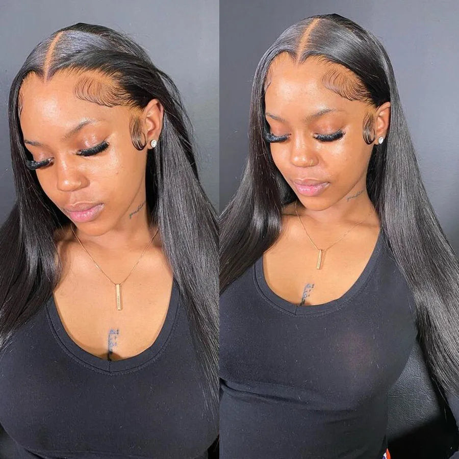 WOW ANGEL 250% Density Straight Lace Front Wig | 13x6 Invisible HD Lace Melt Skin Brazilian Human Hair