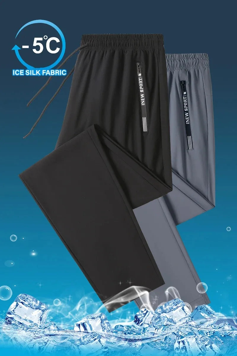 Men's Ice Silk Wide Leg Casual Pants — Lightweight Breathable Trousers
