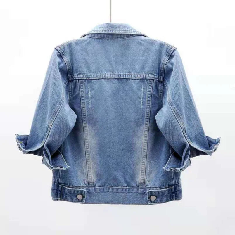 Women's Denim Jacket – Short Casual Jean Coat in Pink, White, Light Blue & Lavender