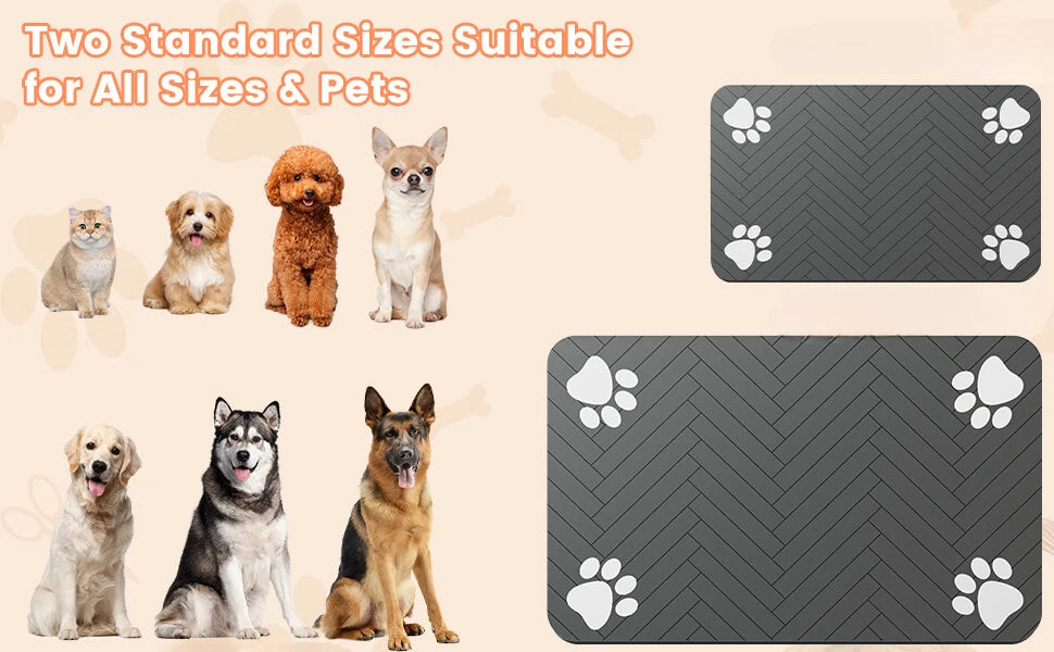 Absorbent Quick-Dry Pet Feeding Mat with Rubber Backing