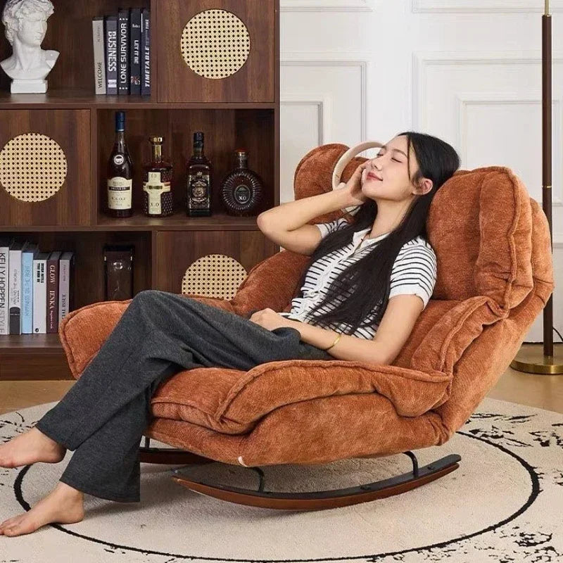 Adjustable Folding Rocking Chair with Cushioned Seat