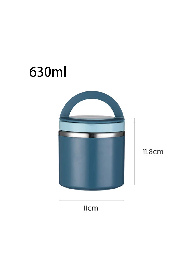 JUSTINLAU 630ml/1000ml Insulated Food Thermal Jar – Stainless Steel Soup Thermos with Bowl Lid, 6–12Hr Hot