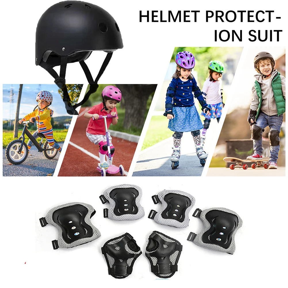 Children's 7-in-1 Protective Body Gear Set – Helmet, Impact Resistant, Shock-Absorbing & Breathable for Outdoor Sports