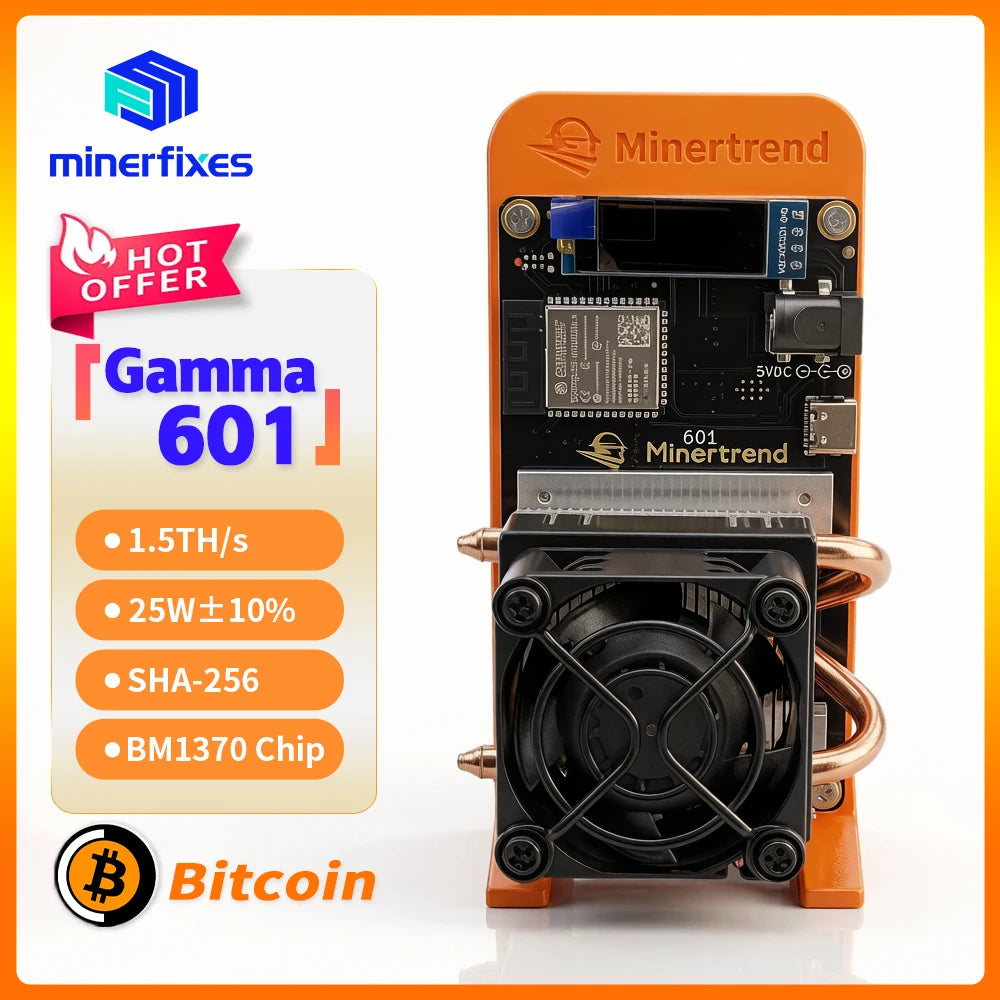 Bitaxe Gamma 601 2026 Upgraded Bitcoin Solo Miner — 1.2–1.5TH/s 18–25W BM1370 Crypto Lottery Miner