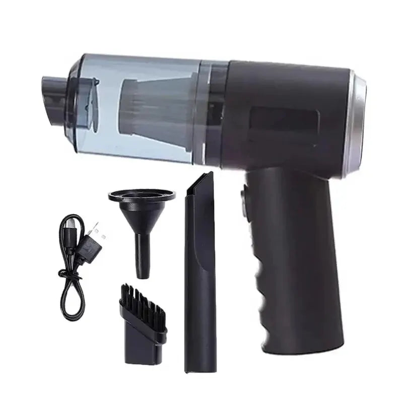 3-in-1 Suction & Blowing Vacuum Cleaner — USB Charging Portable Car & Home Vacuum with 3 Blow Nozzles
