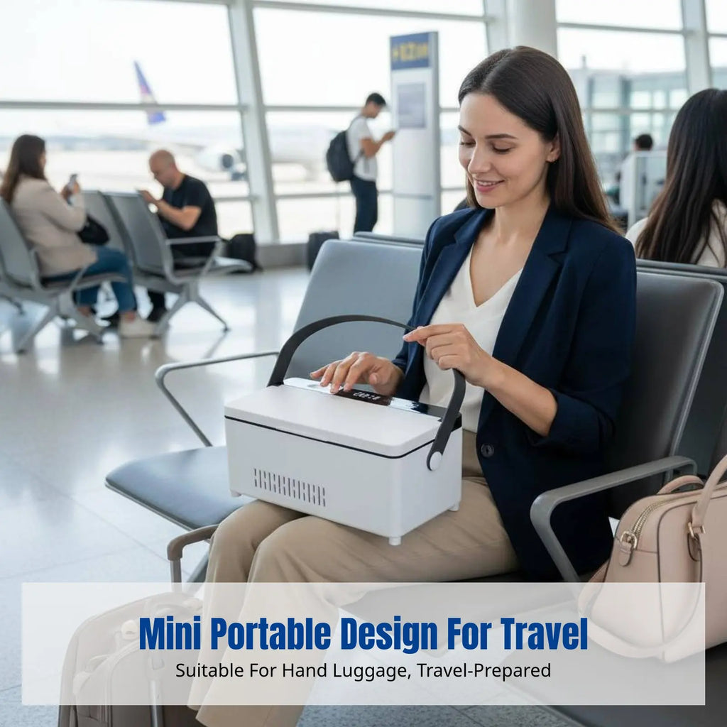 Portable Insulin Cooler Box – Rechargeable Mini Fridge, Large Capacity Medicine Storage for Travel & Airplane Approved