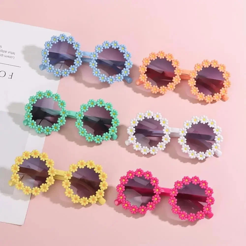 Kids Round Flower Daisy Sunglasses | Cute UV Protection Outdoor Party Shades for Children