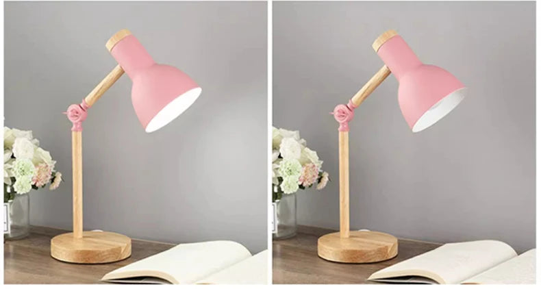 Wooden Desk Lamp – Nordic-Style Adjustable Head
