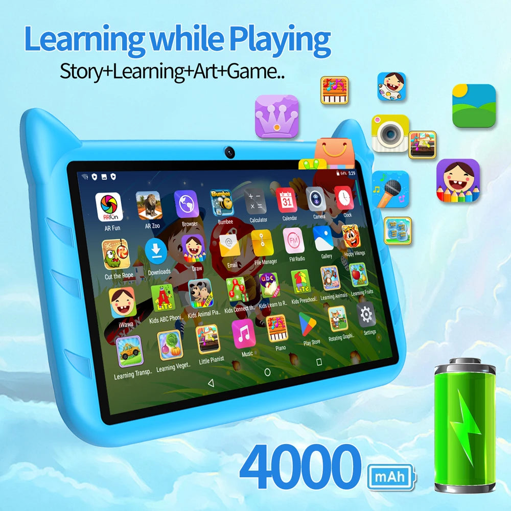 BDF 7" Kids Tablet – 4GB RAM, 64GB, Android 13, 5G Wi-Fi, Dual Camera