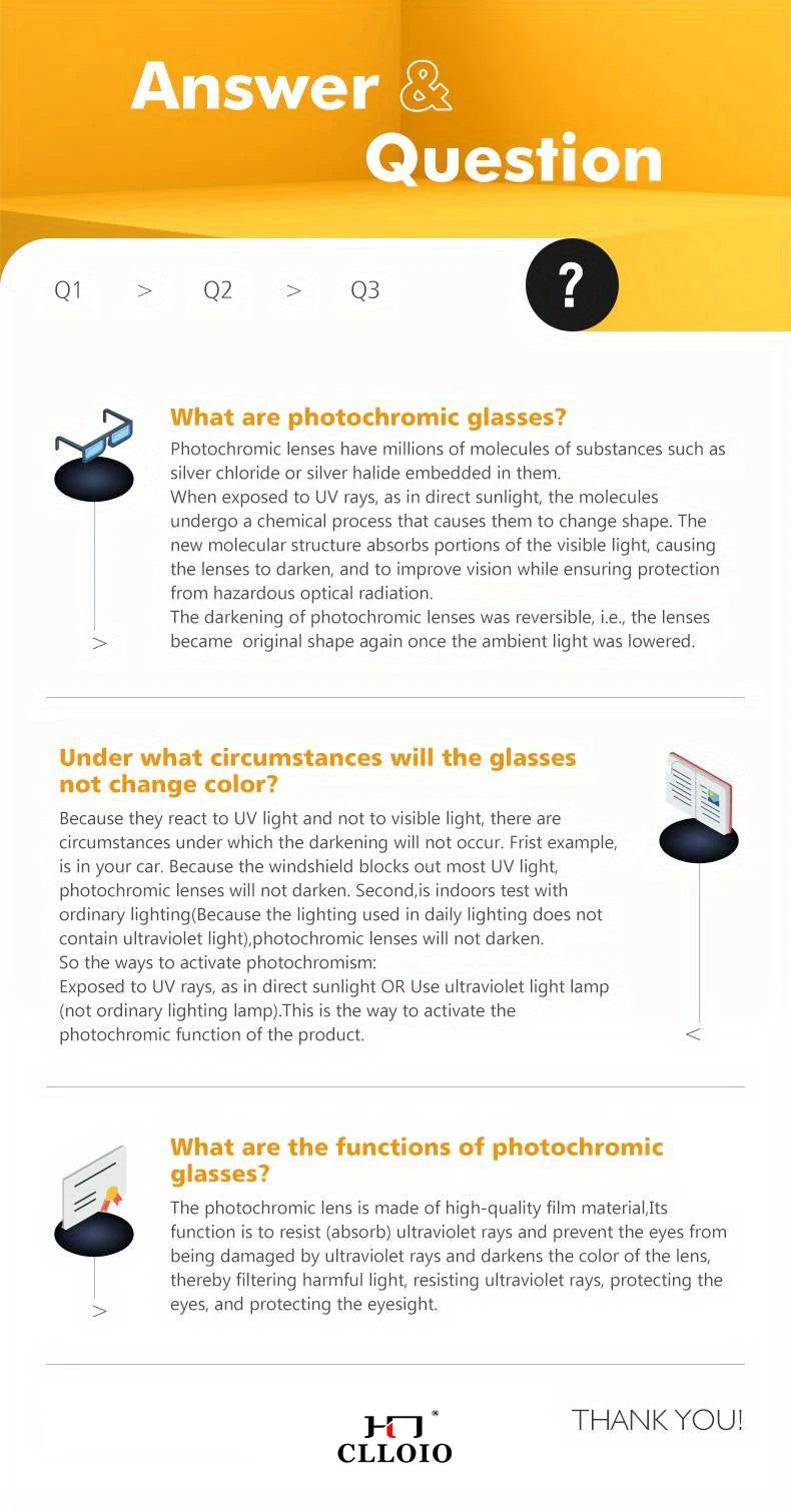 CLLOIO Anti-Glare Day & Night Vision Sunglasses | Polarized Photochromic UV400 Driving Glasses