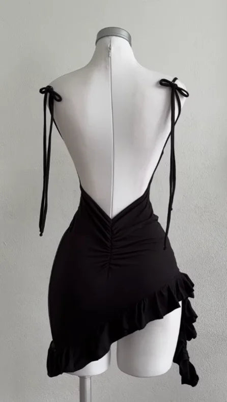 Y2K Sexy Backless Lace-Up Hip Hugging Skirt – European & American High-End Summer Dress