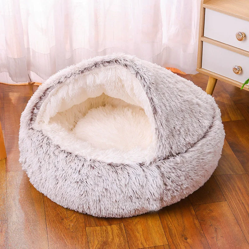 Round Plush Dog & Cat Bed – Warm Washable Pet Sofa Basket, Small to Large Dogs & Cats