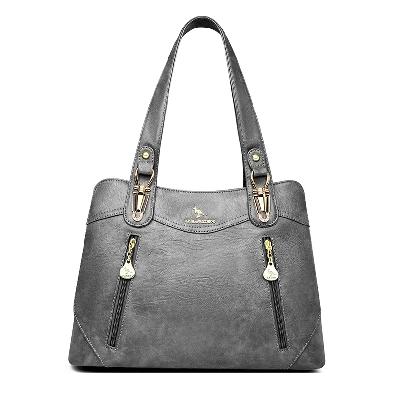 VANDERWAH Bark Pattern Microfiber Leather A4 Tote Bag – Luxury Designer Shoulder Handbag for Women