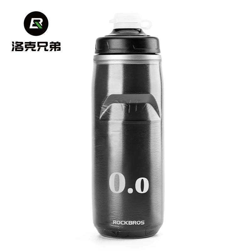 ROCKBROS 620ml Insulated Cycling Water Bottle – Thermal Triple-Layer Squeeze Bike Bottle with Silicone Nozzle